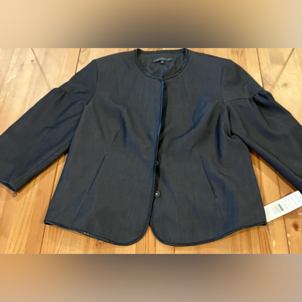 NWT Harve Benard Bond Street Collarless Elegant Grey Blazer Size 14